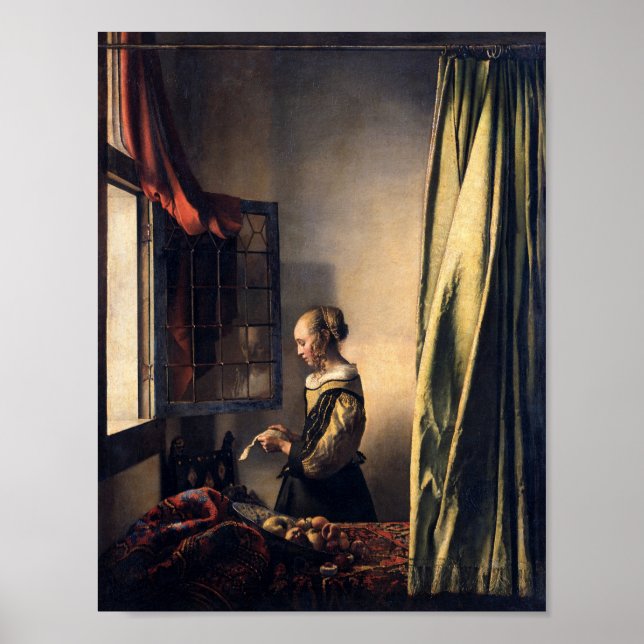 Girl Reading a Letter by Johannes Vermeer Art Poster (Front)
