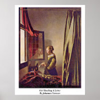 Girl Reading A Letter By Johannes Vermeer