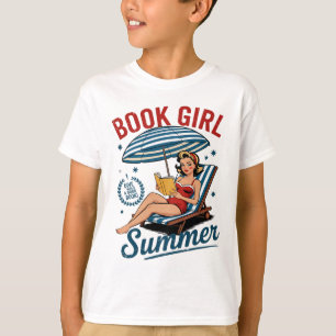 Girl Reading Book Summer Funny Beach Vacation For T-Shirt