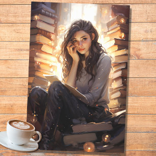 Girl Reading Books 4 Decoupage Paper