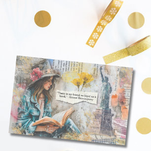 Girl Reading Customisable Quote Decoupage Paper