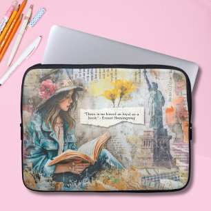 Girl Reading Customizable Quote Laptop Sleeve