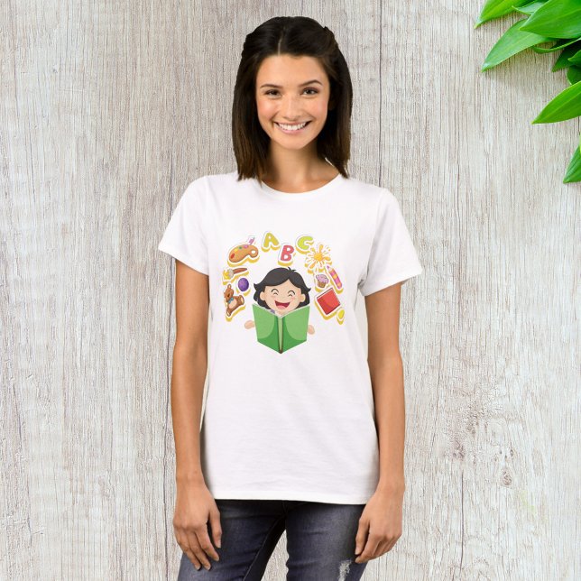 Girl Reading Learning ABC Letters and Toys T-Shirt (Creator Uploaded)