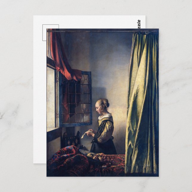 Girl Reading Letter by Open Window | Vermeer | Postcard (Front/Back)