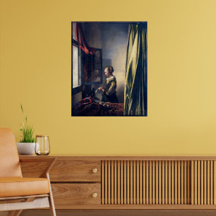 Girl Reading Letter by Open Window Vermeer Poster