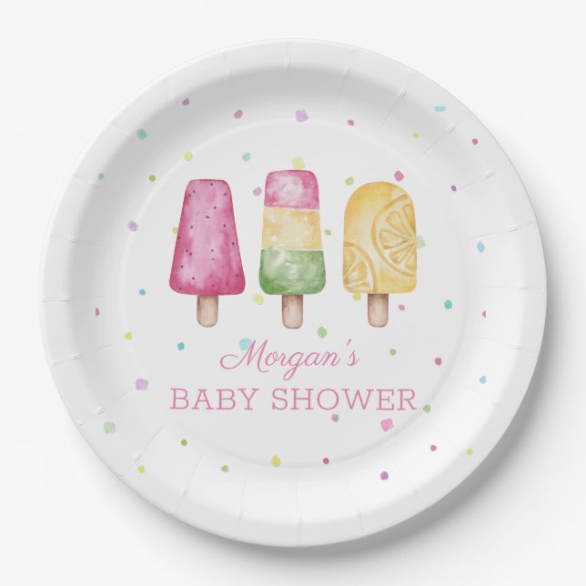Girl Ready to Pop Summer Baby Shower Paper Plate (Front)