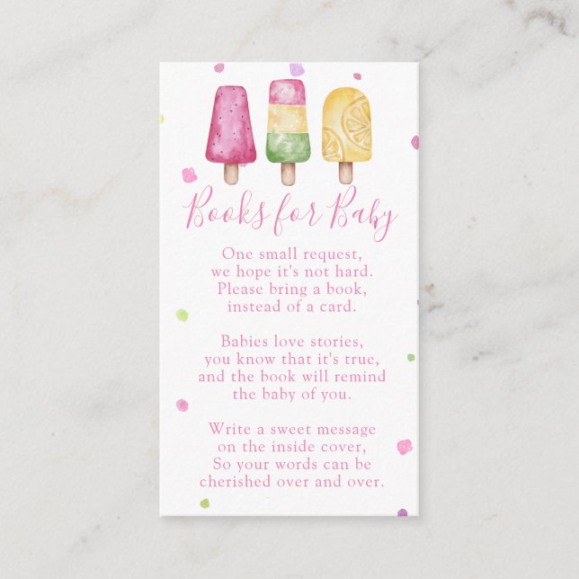 Girl Ready to Pop Summer Books for Baby Shower Enclosure Card (Front)