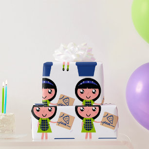 Girl Recycling Cardboard Wrapping Paper