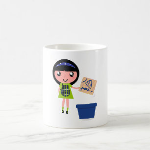 Girl Recycling Pizza Box Fun Eco-Friendly Coffee Mug