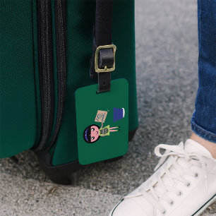 Girl Recycling Pizza Box Fun Eco-Friendly  Luggage Tag