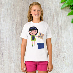 Girl Recycling Pizza Box Fun Eco-Friendly  T-Shirt