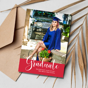 Girl Red Photo High School Graduation Party Announcement