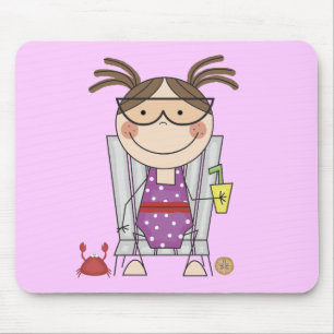 Girl Relaxing at Beach Tshirts and Gifts Mouse Pad
