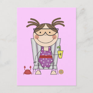 Girl Relaxing at Beach Tshirts and Gifts Postcard