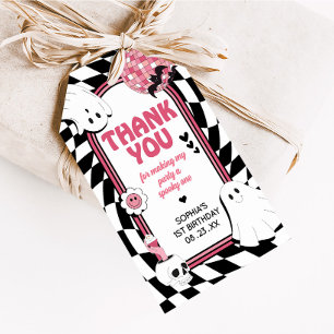 Girl Retro Ghost Halloween Birthday Favor Tags
