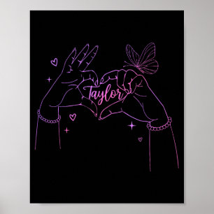 Girl Retro I Love Taylor First Name D Groovy 80's  Poster