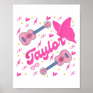 Girl Retro Taylor First Name Personalised Groovy B Poster