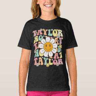 Girl Retro Taylor First Name Personalised Groovy T-Shirt