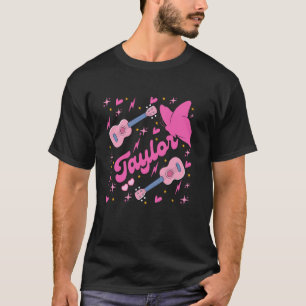 Girl Retro TAYLOR First Name Personalized Groovy B T-Shirt