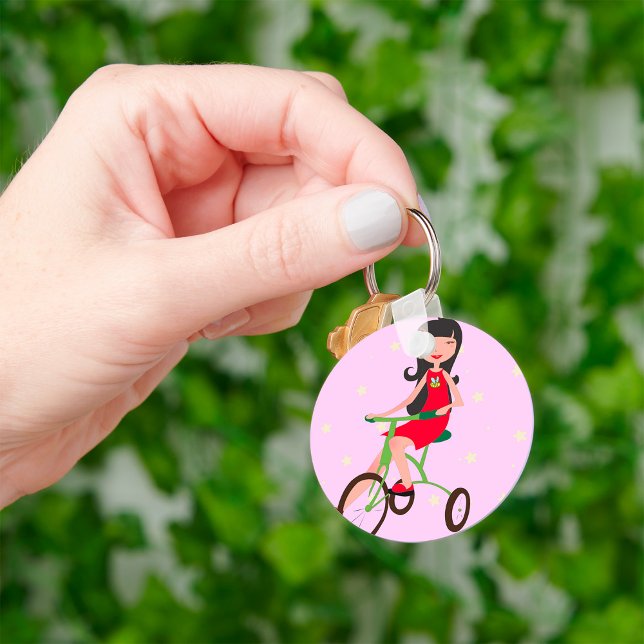 Girl Riding A Bike Keychain (Creator Uploaded)