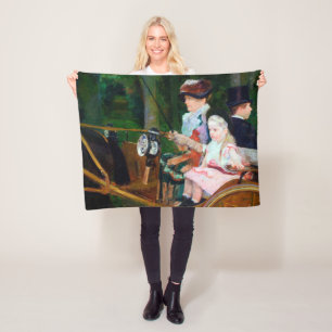 Girl Riding a Carriage, Mary Cassatt Fleece Blanket