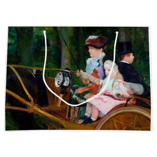 Girl Riding a Carriage, Mary Cassatt Large Gift Bag (Front)