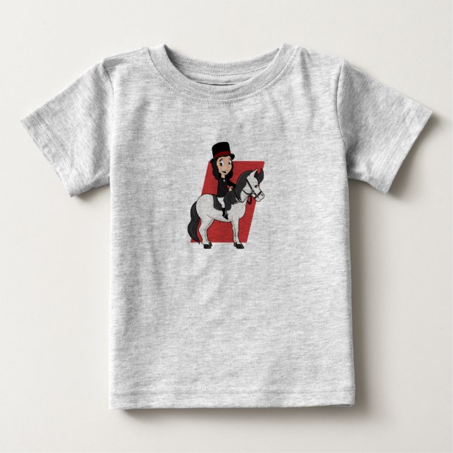 Girl riding a horse cartoon baby T-Shirt (Front)