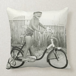 Girl Riding Bicycle Cushion