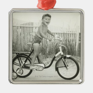 Girl Riding Bicycle Metal Tree Decoration