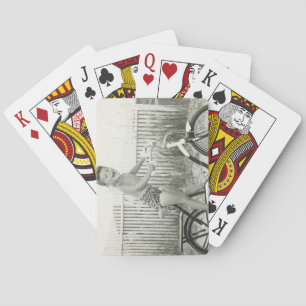 Girl Riding Bicycle Playing Cards