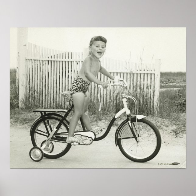 Girl Riding Bicycle Poster (Front)