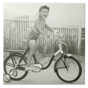 Girl Riding Bicycle Tile