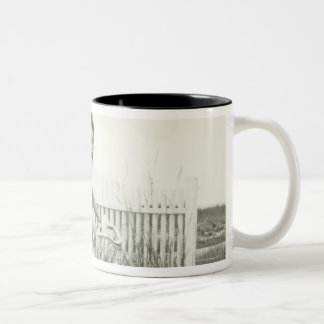 Girl Riding Bicycle Two-Tone Coffee Mug