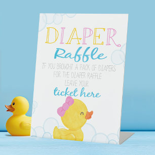 Girl Rubber Duck DIaper Raffle Baby Shower Pedestal Sign