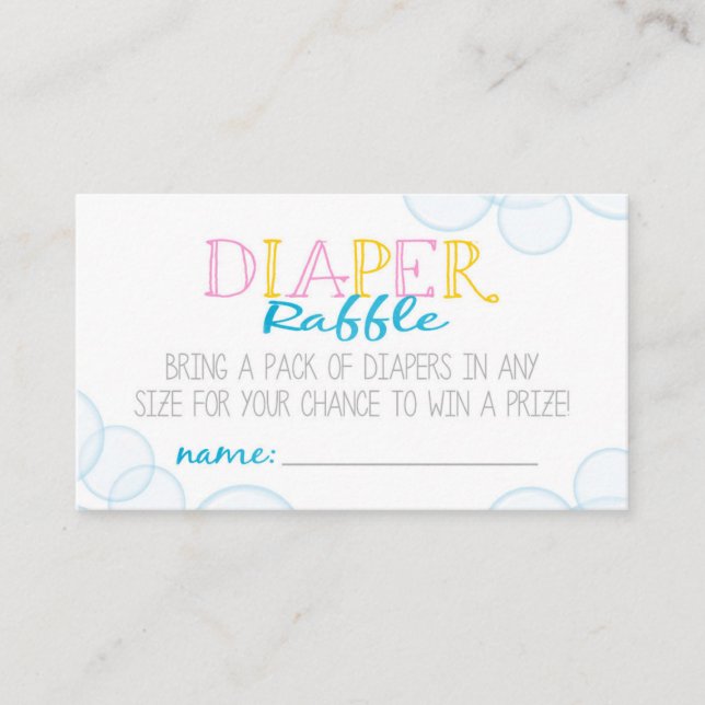 Girl Rubber Duck Diaper Raffle Insert Cards (Front)