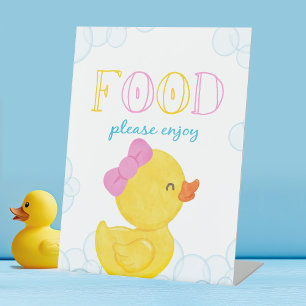 Girl Rubber Duck Food Party Pedestal Sign