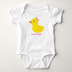 Girl Rubber Ducky Duck Personalised Baby T-Shirt Bodysuit