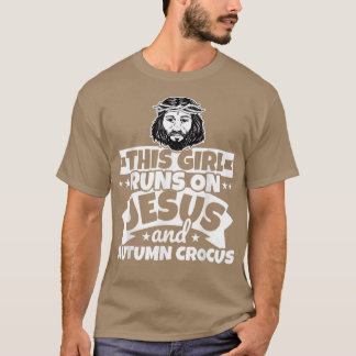 Girl runs on Jesus and Autumn crocus  T-Shirt