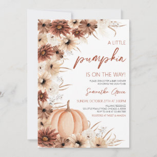 Girl Rustic Little Pumpkin Baby Shower Invitation