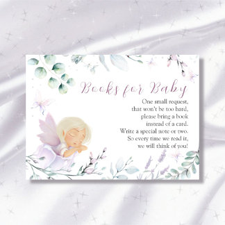 Girl’s Butterfly & Flower Baby Shower Book request Enclosure Card