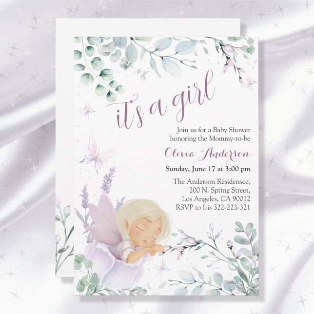 Girl’s Butterfly Watercolor Flower Baby Shower Invitation (Creator Uploaded)