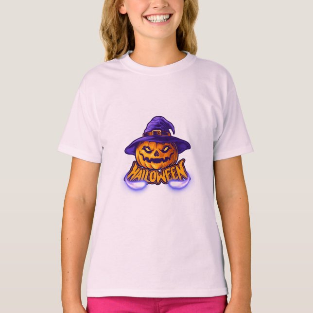 Girl’s Halloween Jack O’ Lantern T-Shirt (Front)