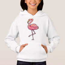 Girl’s Hooded Pullover – Flamingo