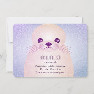 Girl’s Lilac Seal Birthday Party Invitation