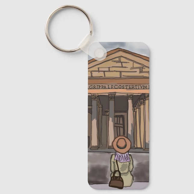 Girl s sitting front of Pantheon in Rome. Key Ring (Front)
