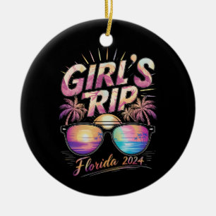 Girl’s Trip Florida 2024 Summer Beach Weekend Ceramic Tree Decoration