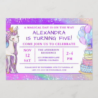 Girl’s Unicorn Sparkle Birthday Invitation