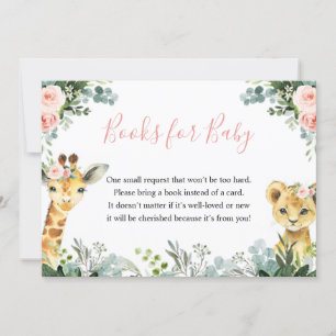 Girl Safari Animal Baby Shower Book for Baby Invitation