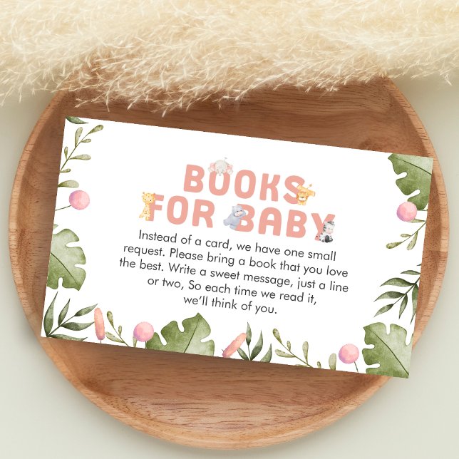 Girl Safari Animal Baby Shower Books for Baby Enclosure Card (Safari Jungle Animals Baby Shower Books for Baby)