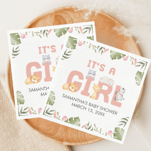 Girl Safari Animal Baby Shower Napkin